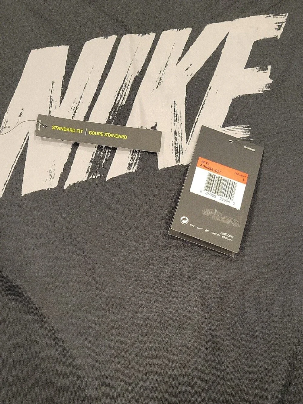 Nike Black Tee with Gray Brushstroke Logo